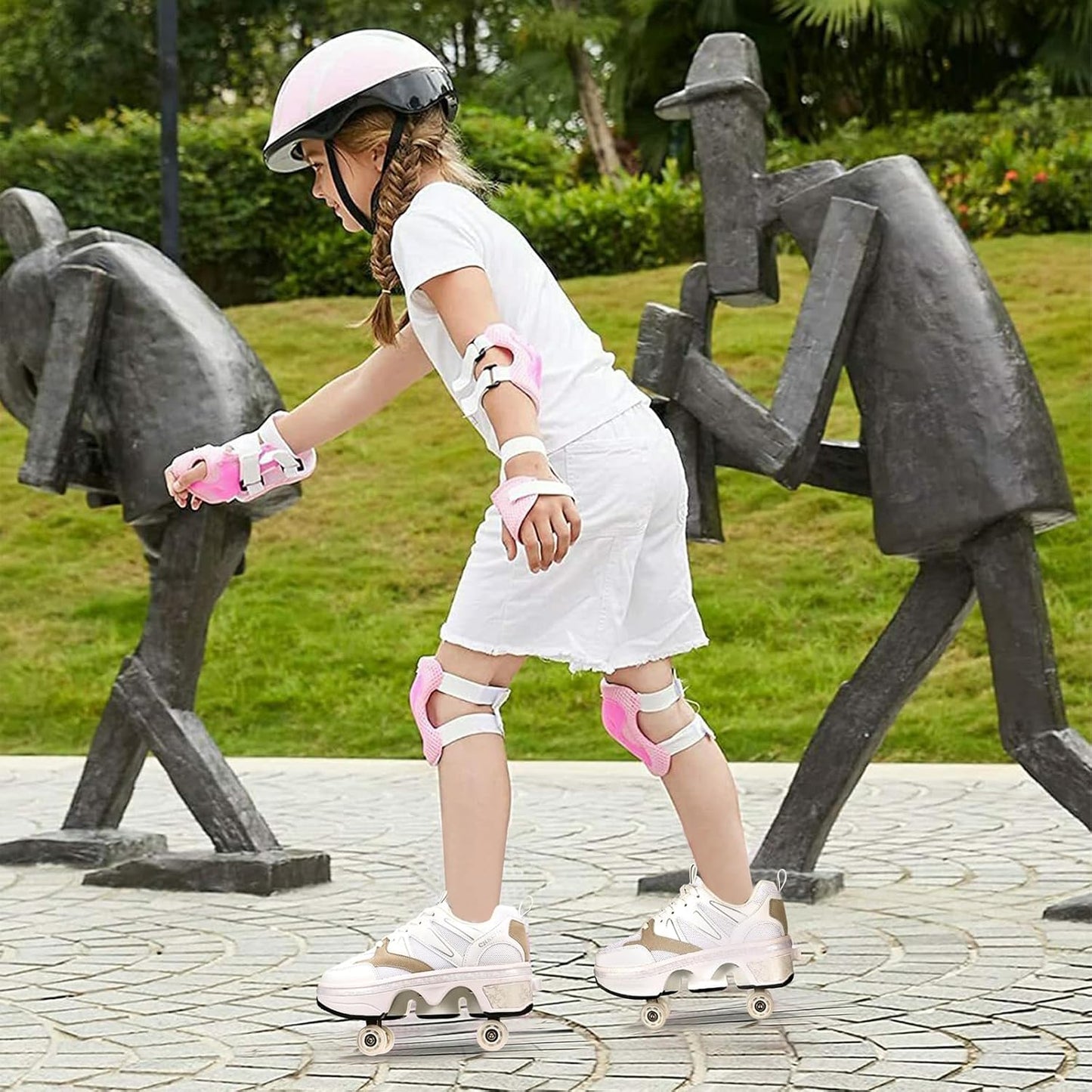 Roller Shoes with Retractable Wheels for Men and Women Skating Sneakers
