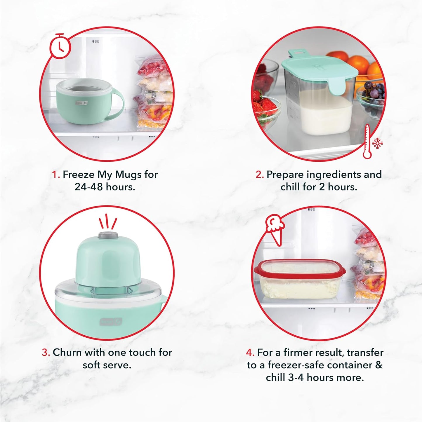 My Mug Multi Purpose Ice Cream Maker Aqua for Gelato Sorbet Frozen Yogurt