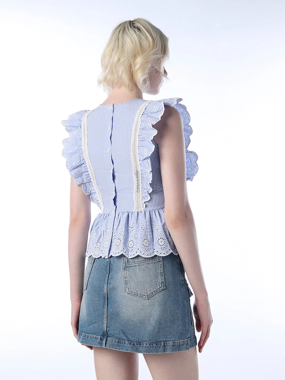 Sophisticated Lace Embellished Peplum Top for Office and Evening Wear