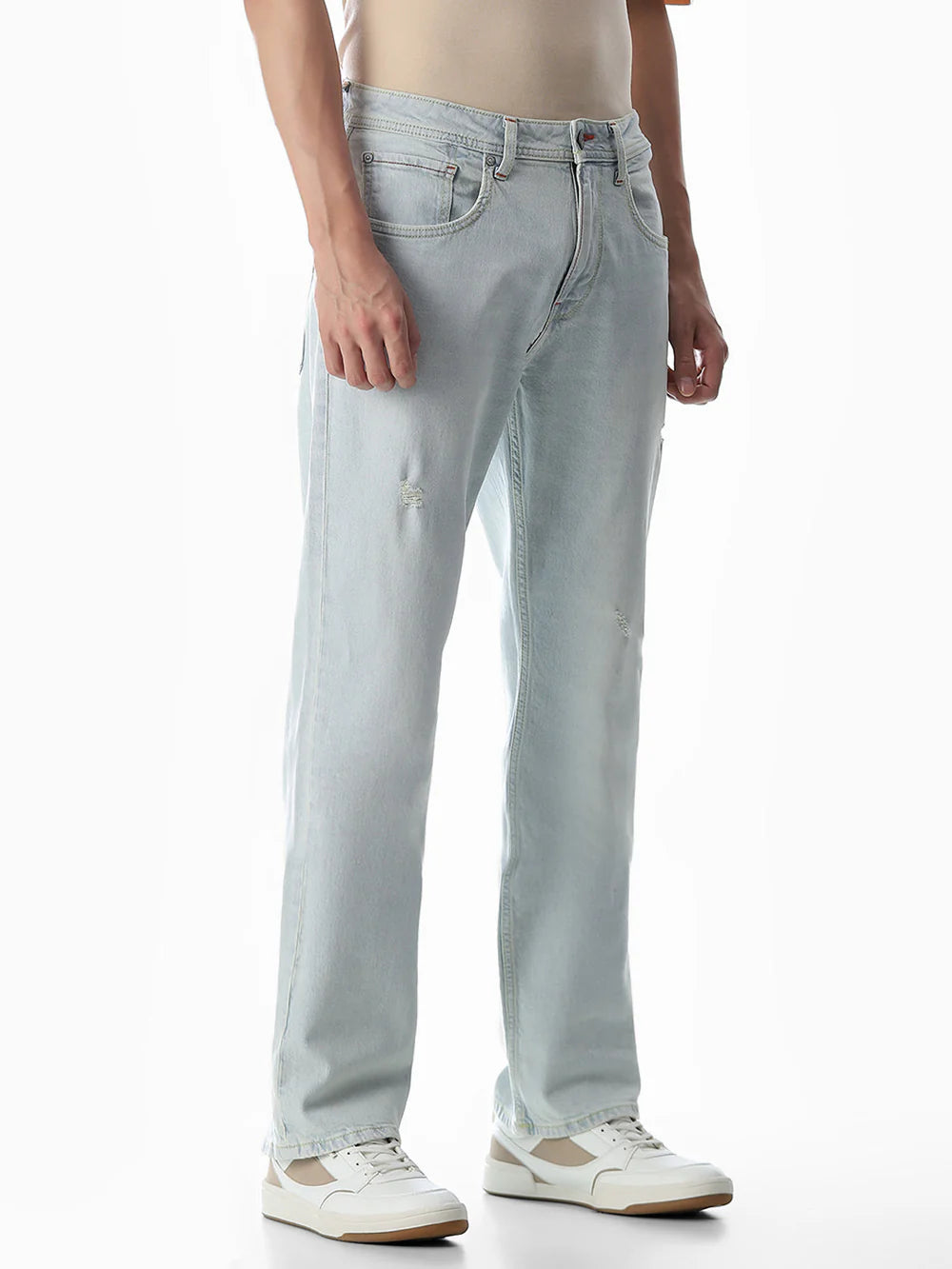 Stylish Men’s Light Blue High Rise Cliff Bootcut Jeans Lightweight Soft Denim