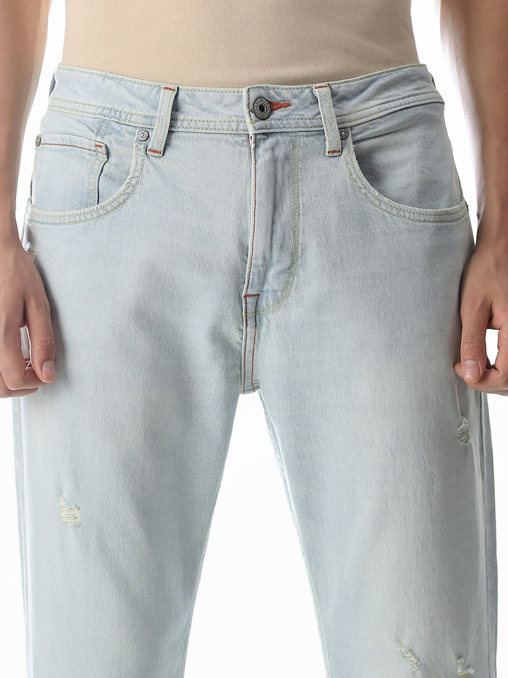 Stylish Men’s Light Blue High Rise Cliff Bootcut Jeans Lightweight Soft Denim