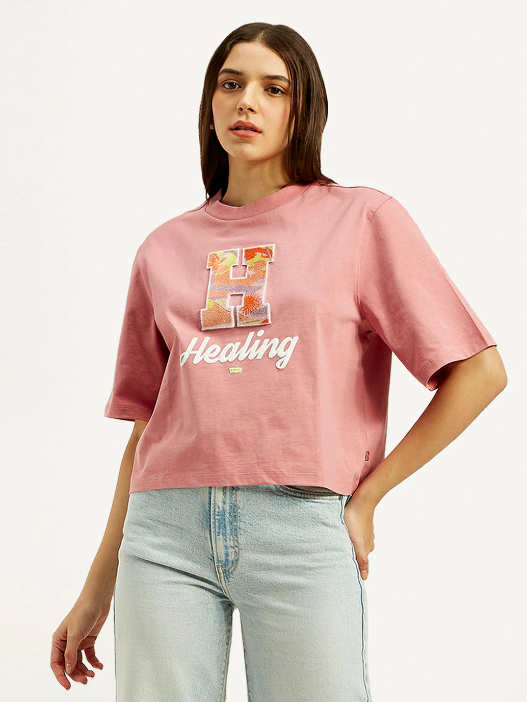 Typographic Print Boxy T Shirt for Women Soft Breathable Fabric Modern Look