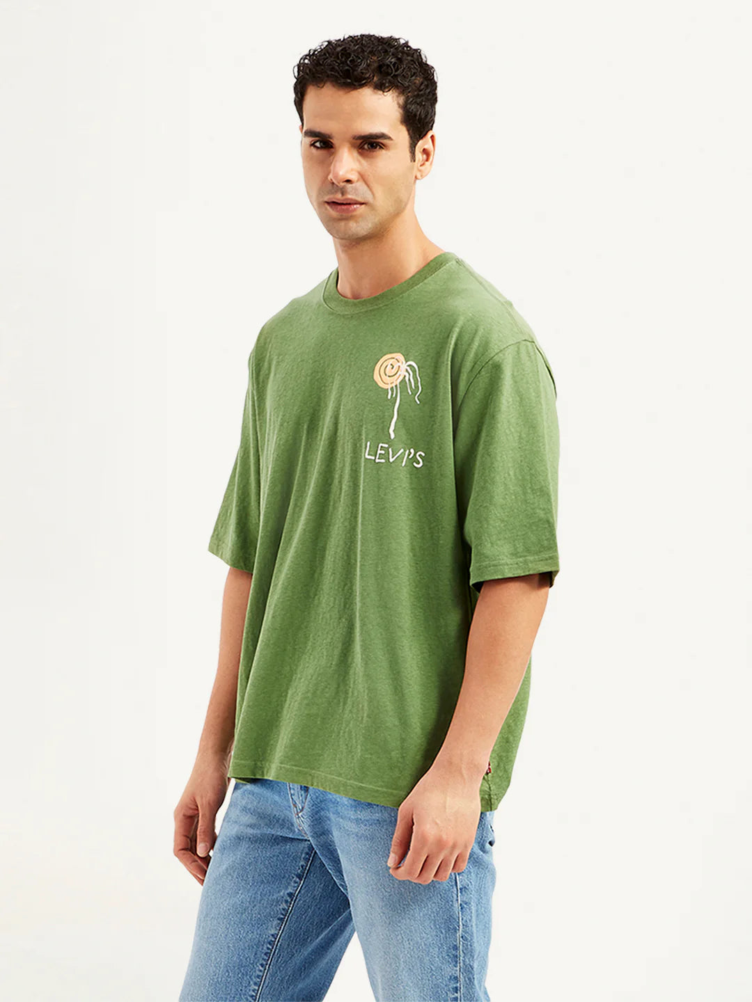 Stylish Men’s Grey Printed Round Neck Oversized Fit T-Shirt for Casual Streetwear and Everyday Fashion