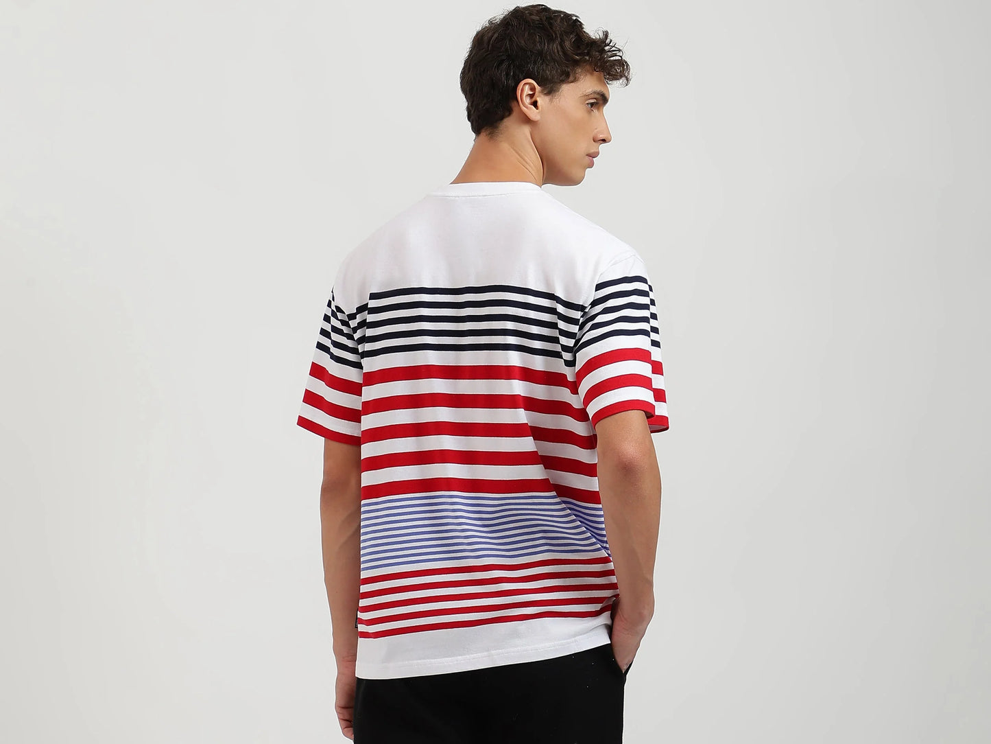 Trendy Men Fit Round Neck Striped T Shirt Comfortable Everyday Style