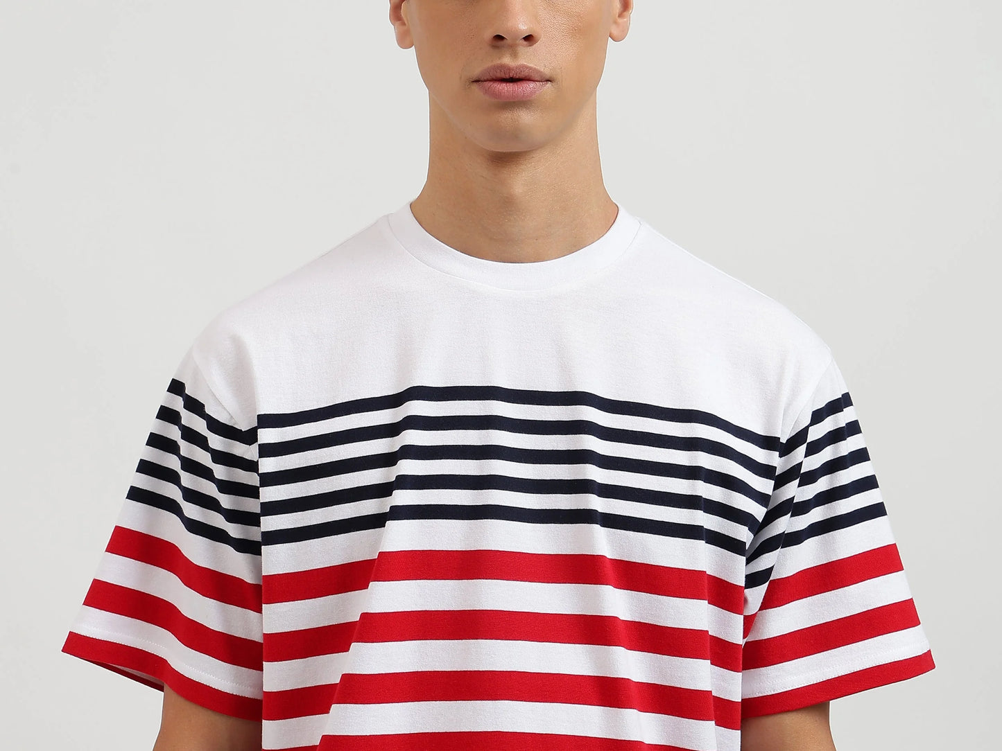 Trendy Men Fit Round Neck Striped T Shirt Comfortable Everyday Style