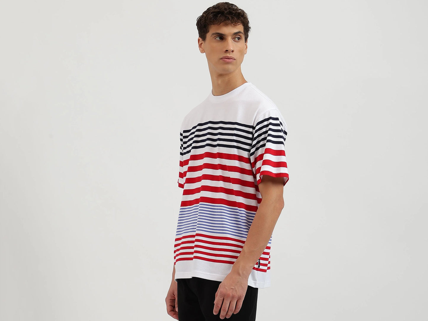 Trendy Men Fit Round Neck Striped T Shirt Comfortable Everyday Style