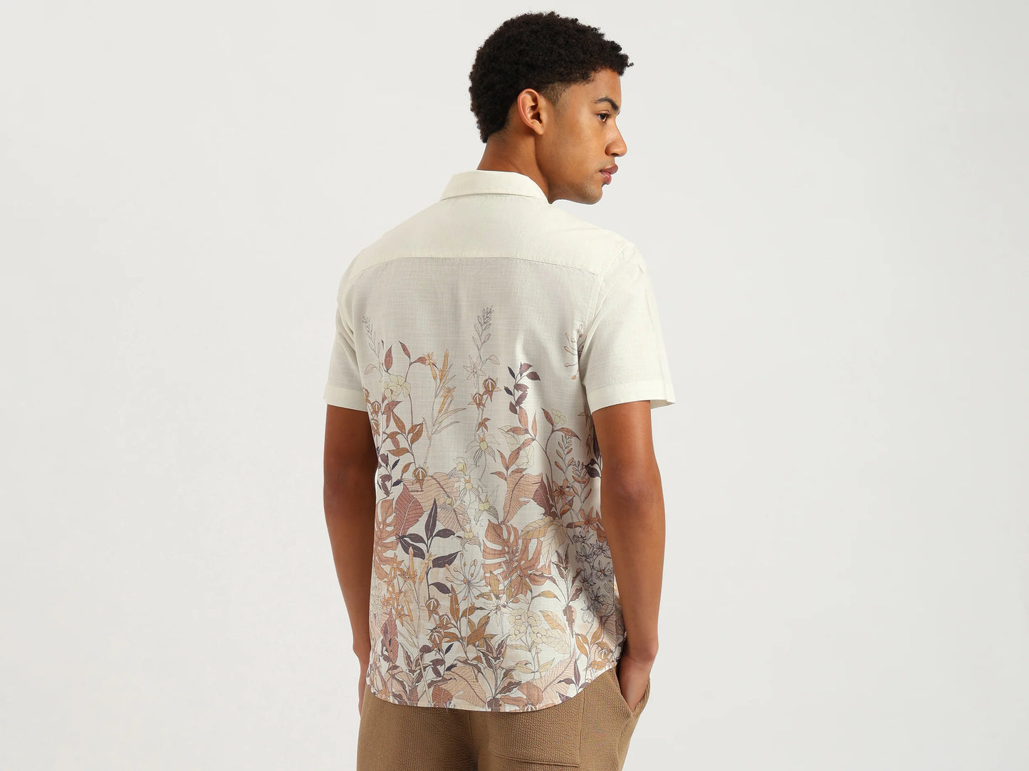 Botanical Print Relaxed Fit Spread Collar Shirt Comfortable Stylish Everyday Look