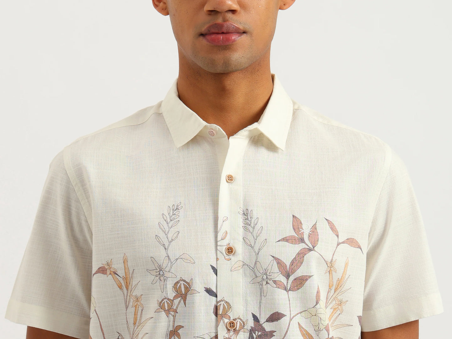 Botanical Print Relaxed Fit Spread Collar Shirt Comfortable Stylish Everyday Look