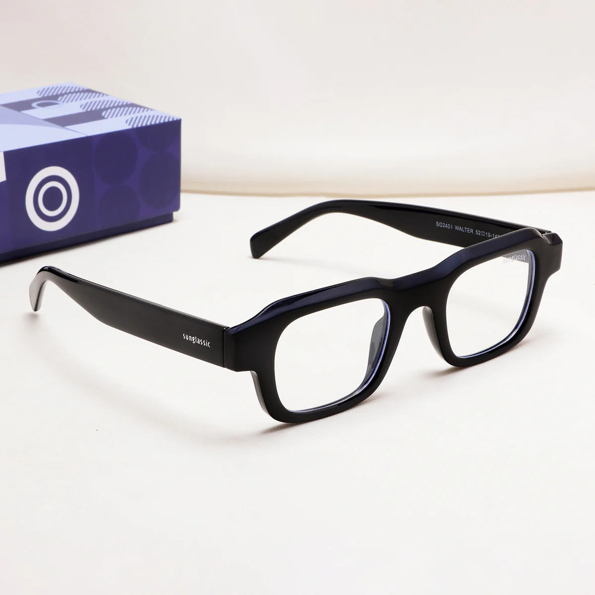 Walter Stylish Black Clear Square Shades