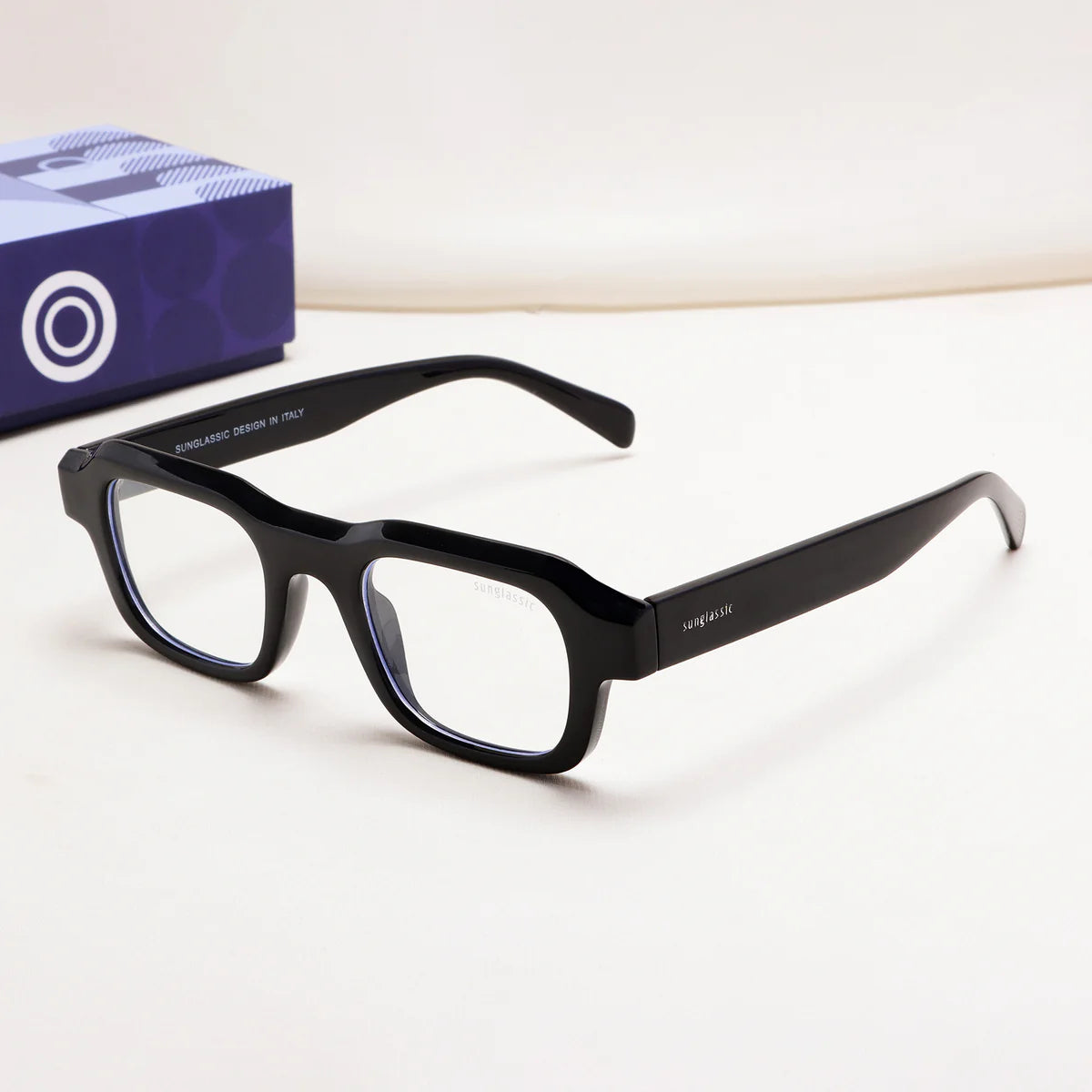 Walter Stylish Black Clear Square Shades