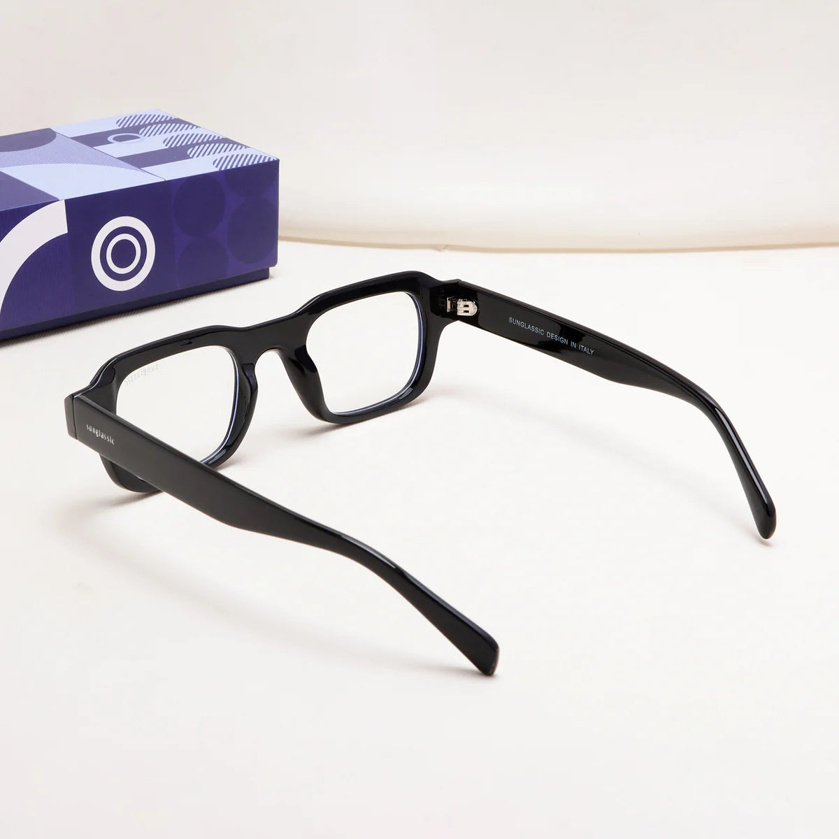 Walter Stylish Black Clear Square Shades