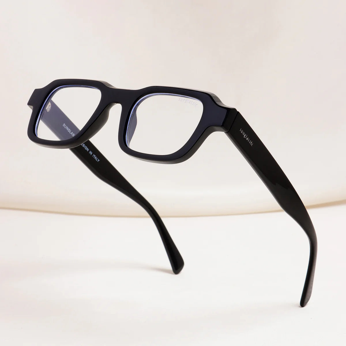 Walter Stylish Black Clear Square Shades