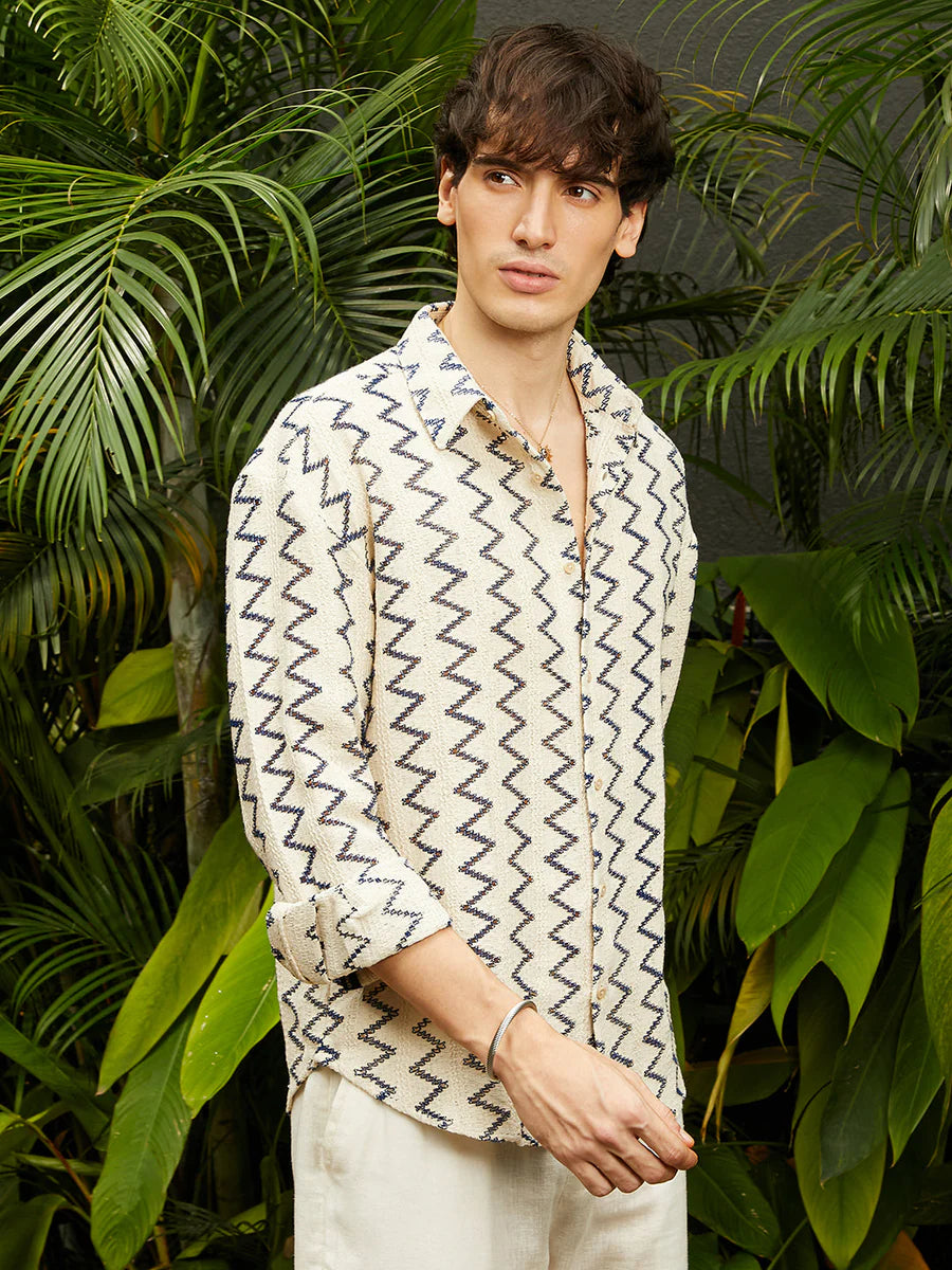 Fashionable Zig Zag Knit Shirt Unisex Casual Wear for All Day Comfort