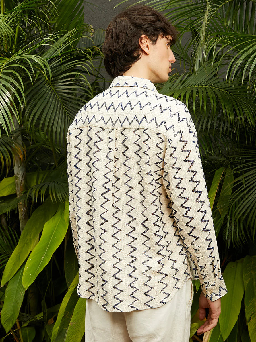 Fashionable Zig Zag Knit Shirt Unisex Casual Wear for All Day Comfort