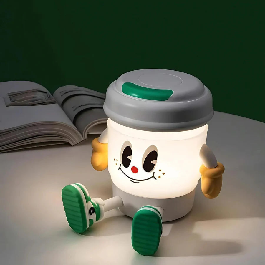 Multifunction Coffee Night Light with Speaker, Phone Holder, and LED Glow