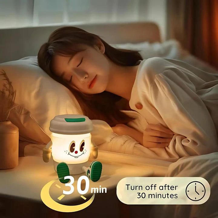 Multifunction Coffee Night Light with Speaker, Phone Holder, and LED Glow