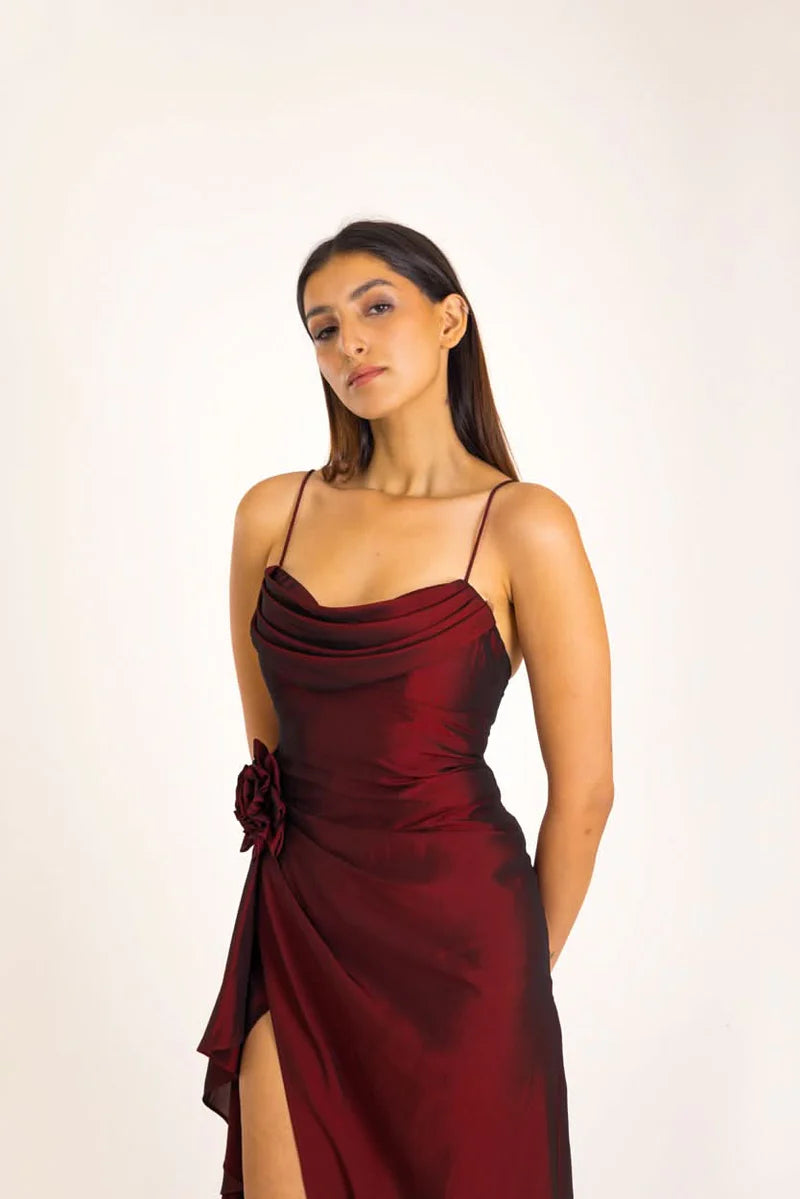 Romantic Women’s Rose Long Dress Perfect for Weddings, Parties, and Night Outs