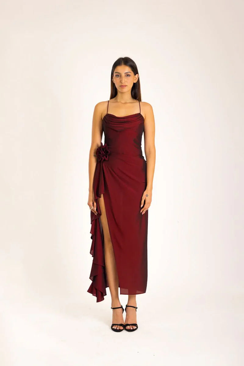 Romantic Women’s Rose Long Dress Perfect for Weddings, Parties, and Night Outs