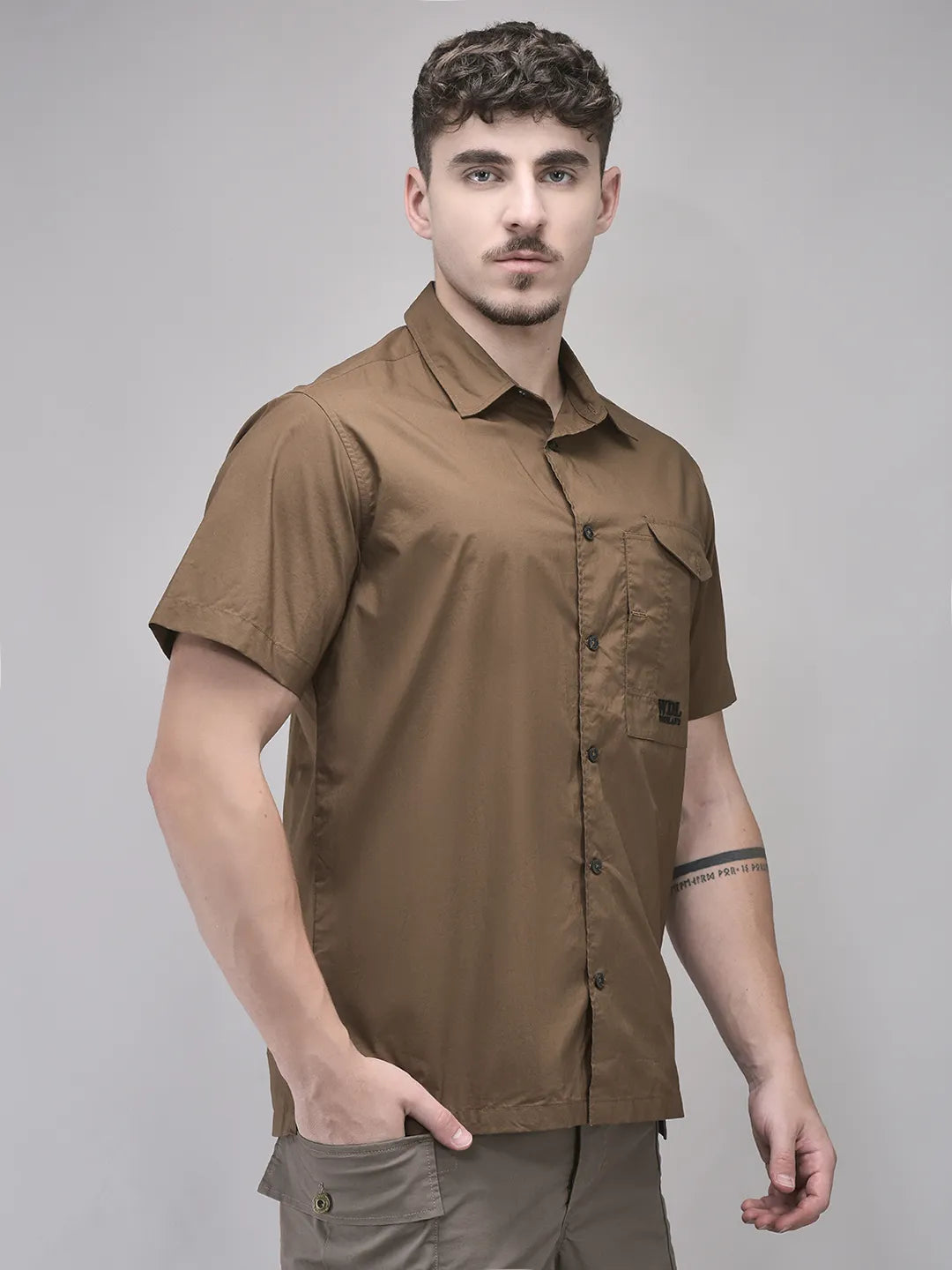 Elegant Coffee Liquer Men Shirt Comfortable and Semi Formal Look