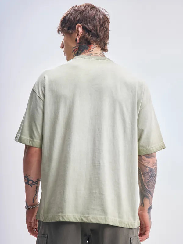 Green Looney Tunes Printed Round Neck Oversized Fit T-Shirts