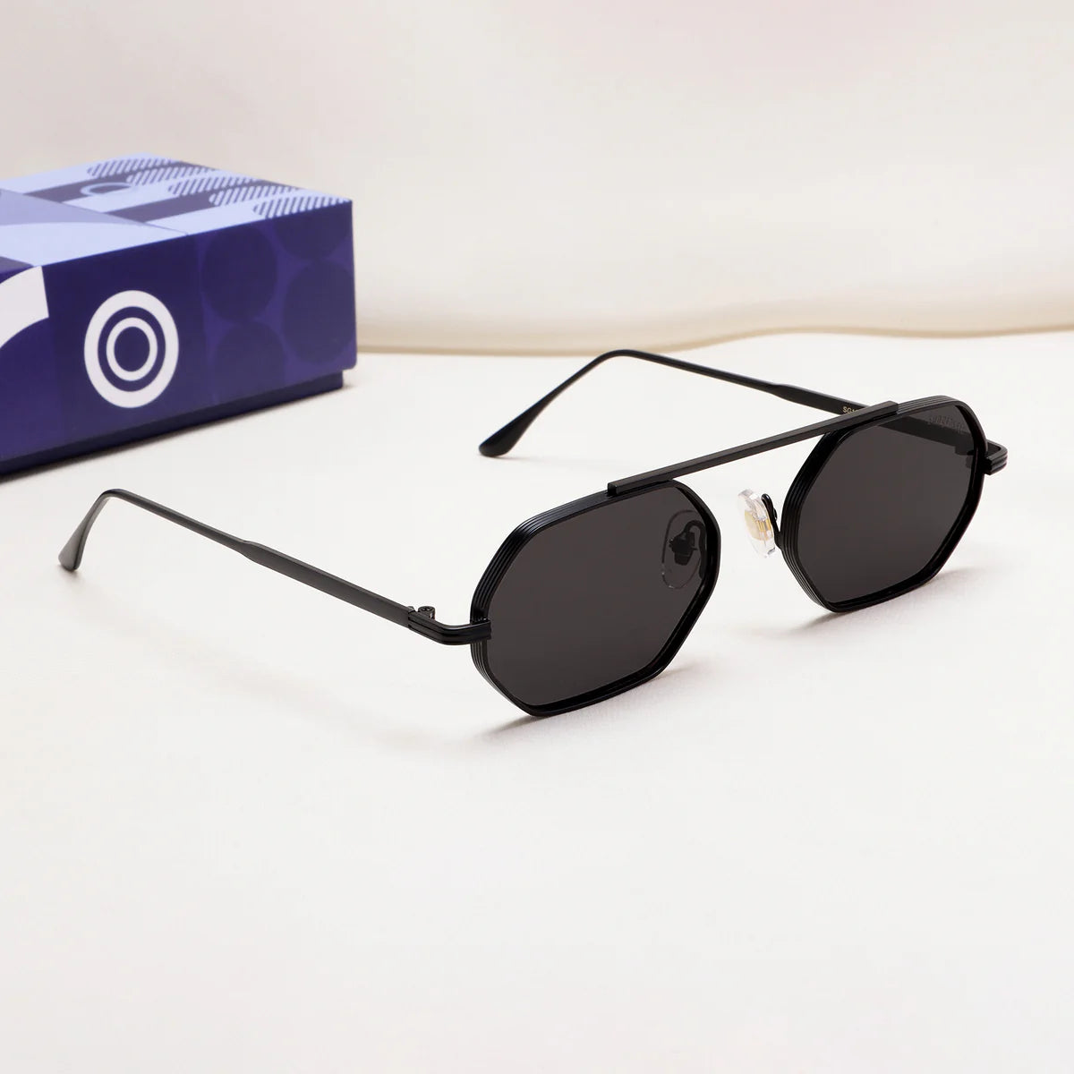 Men’s Full Black Hexagon Sunglasses