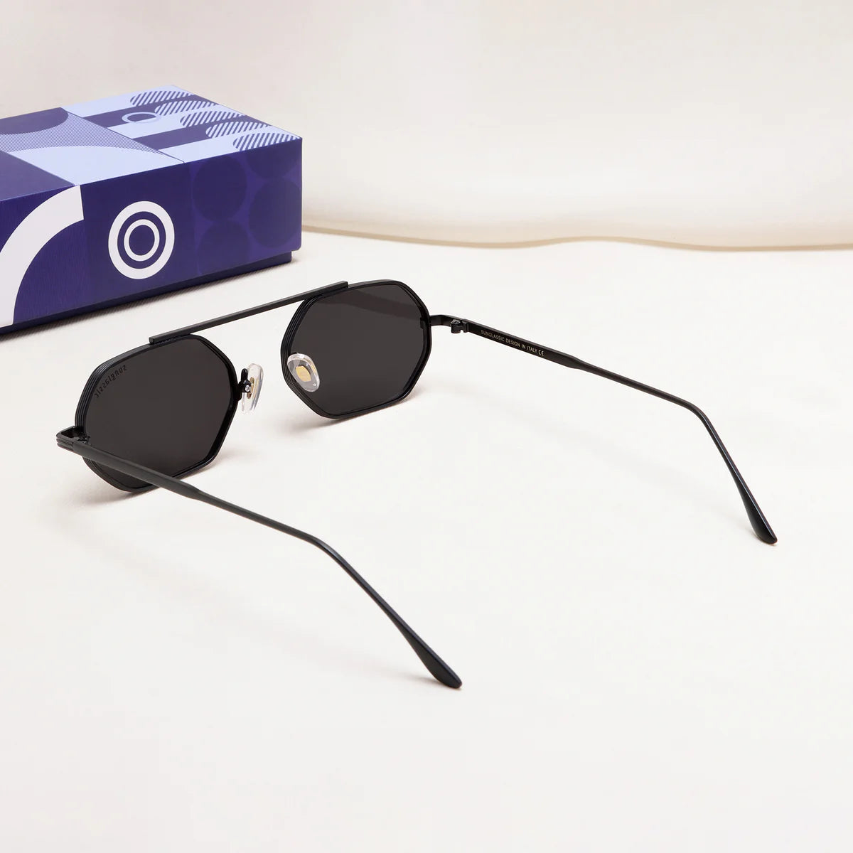 Men’s Full Black Hexagon Sunglasses