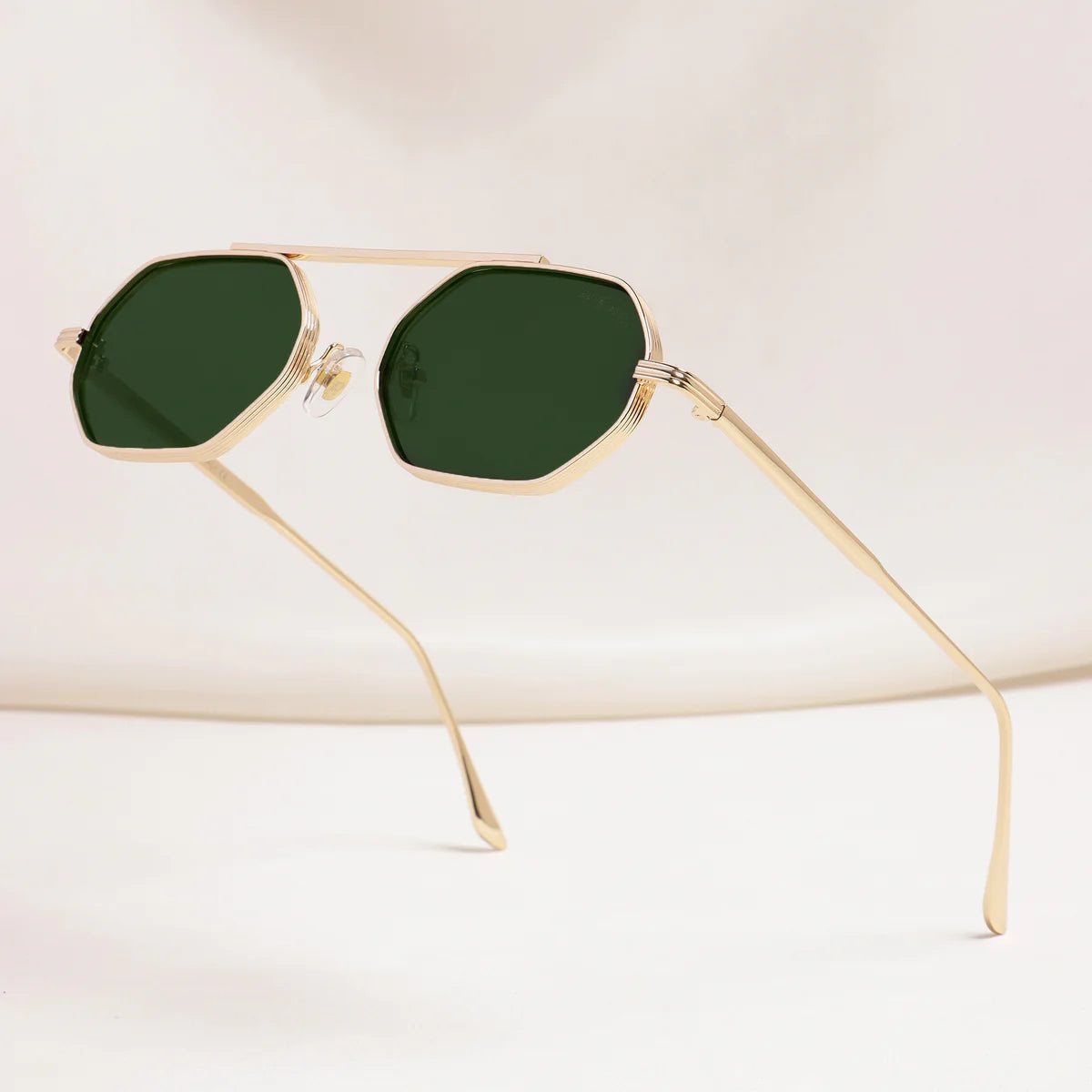 Gold Green Hexagon Frame Sunglasses – Men’s