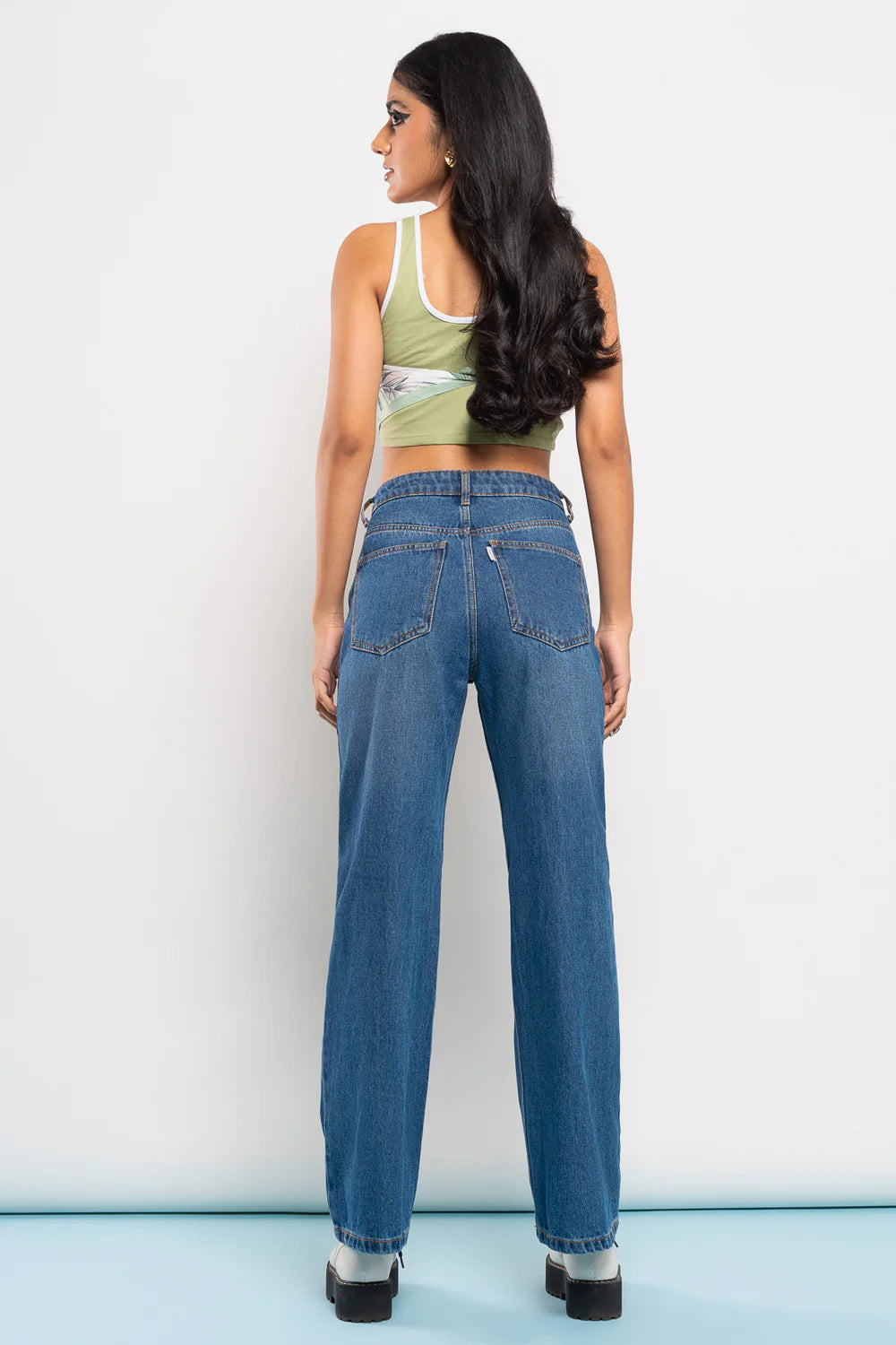 Stylish Blue Wide Fit Ripped Denim for Women