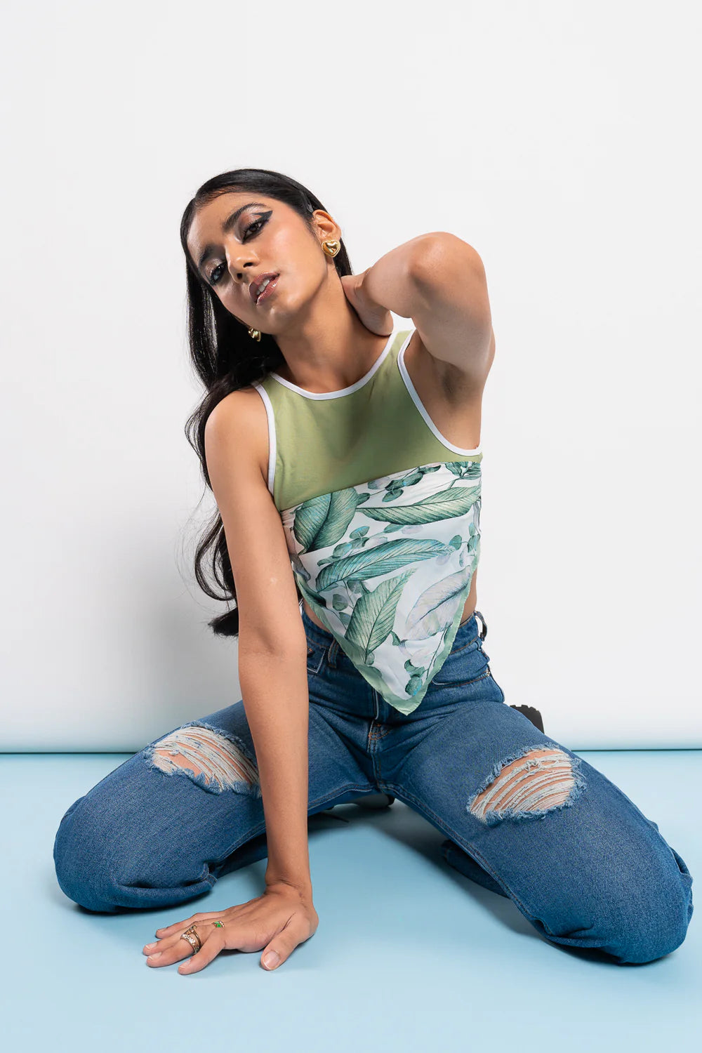 Stylish Blue Wide Fit Ripped Denim for Women