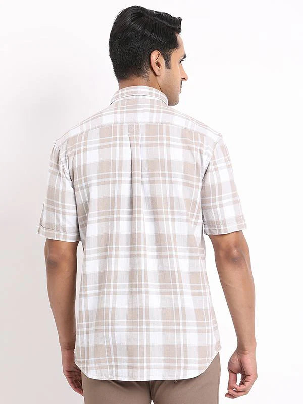 Trendy Men Checked Half Sleeve Shirt Cotton Casual and Semi Formal Style