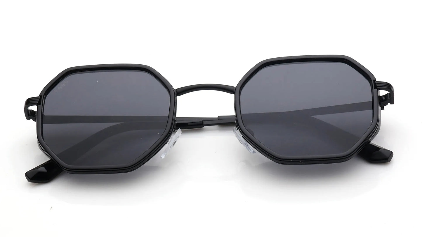 Stylish Grey Hexagon Sunglasses for Men and Women with UV Protection