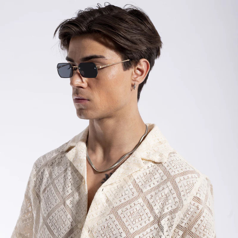 Gold-Black Rectangle Sunglasses