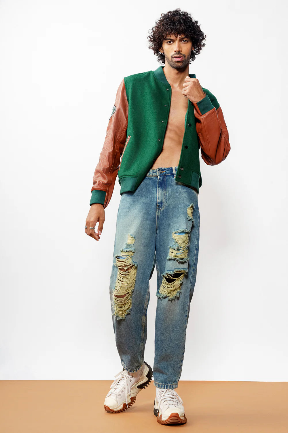 Stylish Blue Ripped Men's Slouchy Jeans Perfect for Casual and Urban Outfits