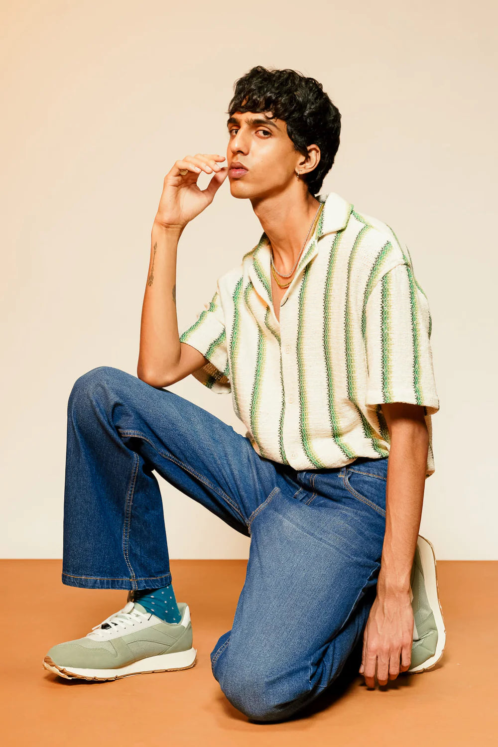 Mid Blue Men's Wide Jeans with Relaxed Streetwear Style and Durable Fabric