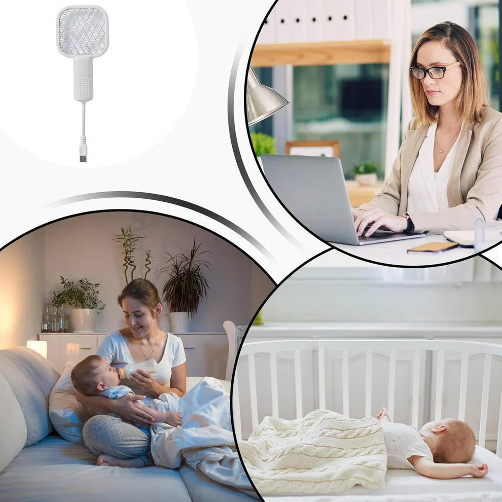Portable Electric Mosquito Swatter Racket Rechargeable Battery
