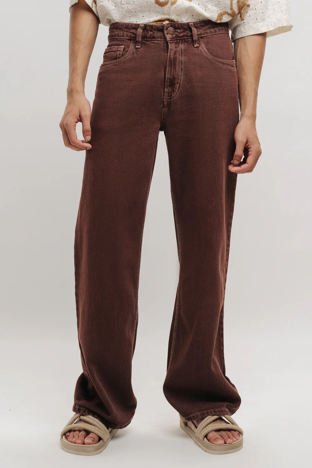 Premium Brown Straight Men's Jeans with Timeless Design and Relaxed Comfort