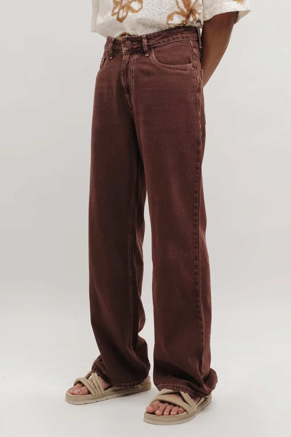 Premium Brown Straight Men's Jeans with Timeless Design and Relaxed Comfort