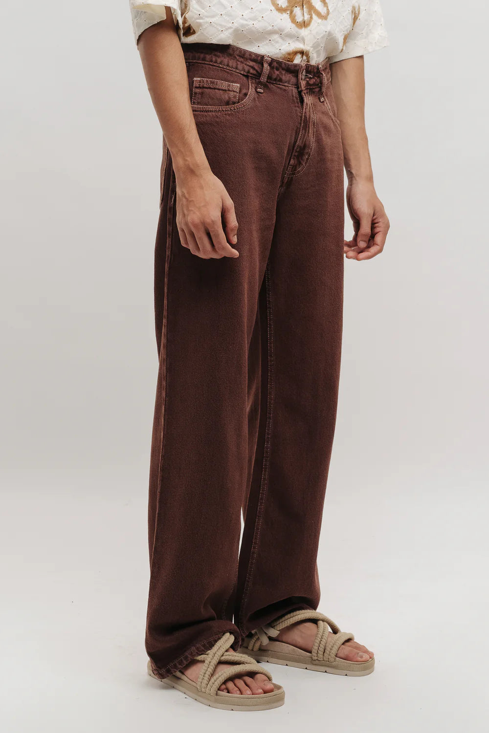 Premium Brown Straight Men's Jeans with Timeless Design and Relaxed Comfort