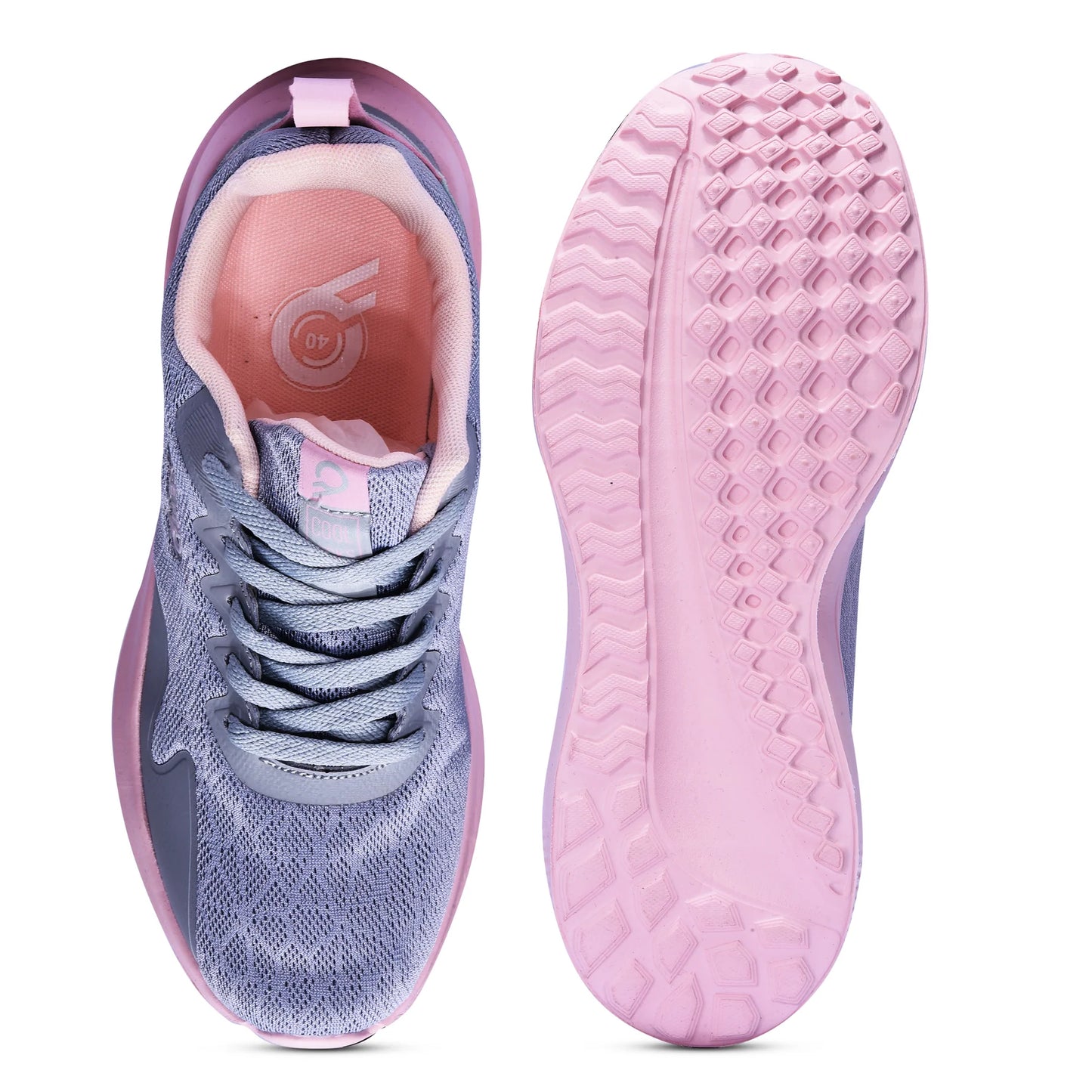 Trendy Women’s Light Grey Pink Running Sneakers