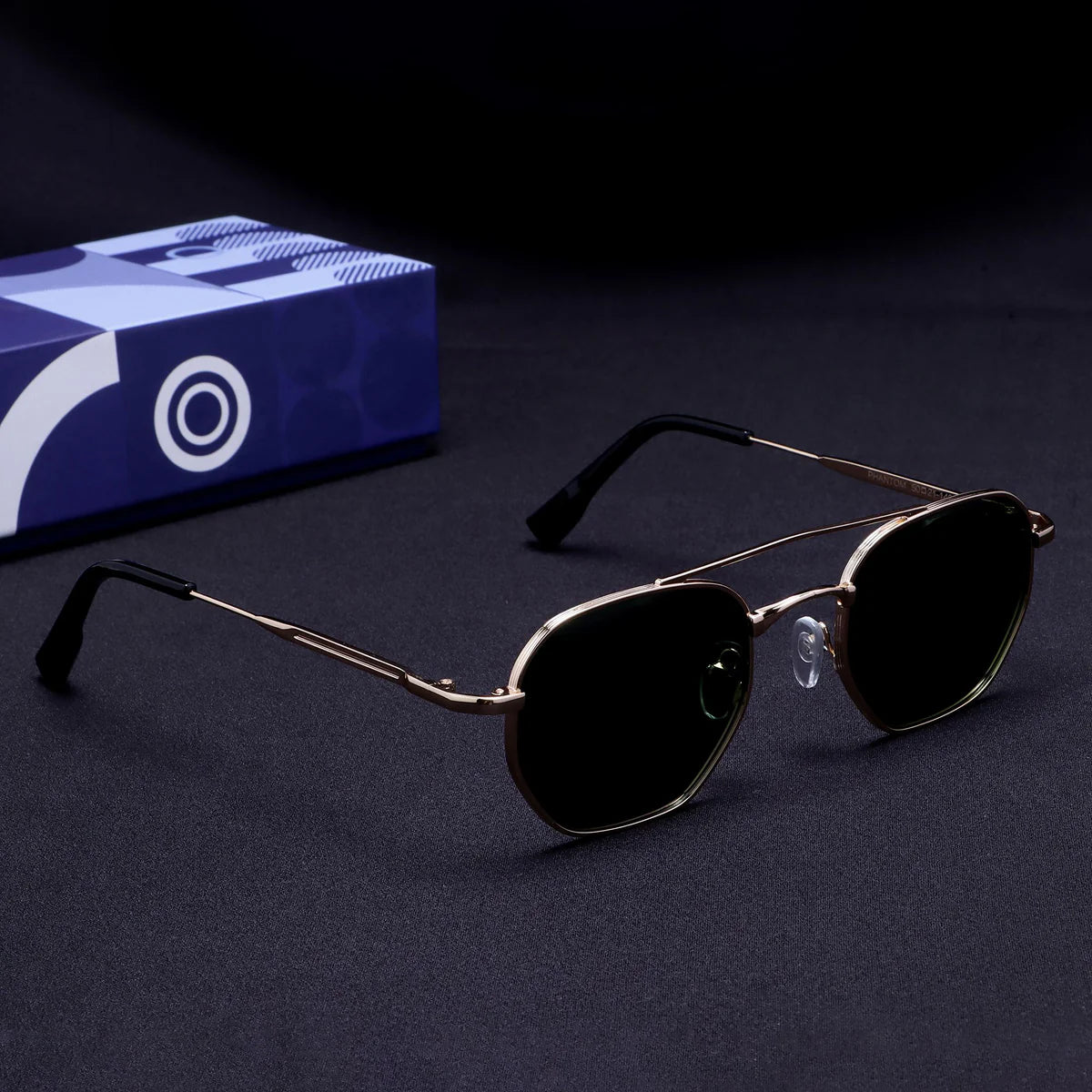 Lightweight Gold Green Hexagon Sunglasses