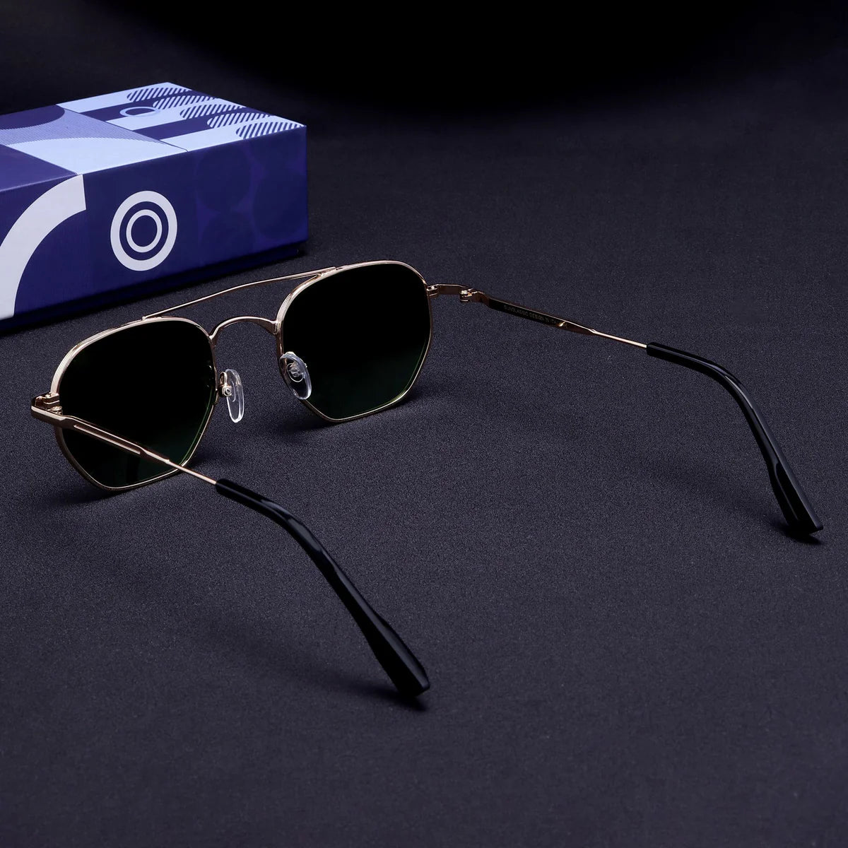 Lightweight Gold Green Hexagon Sunglasses