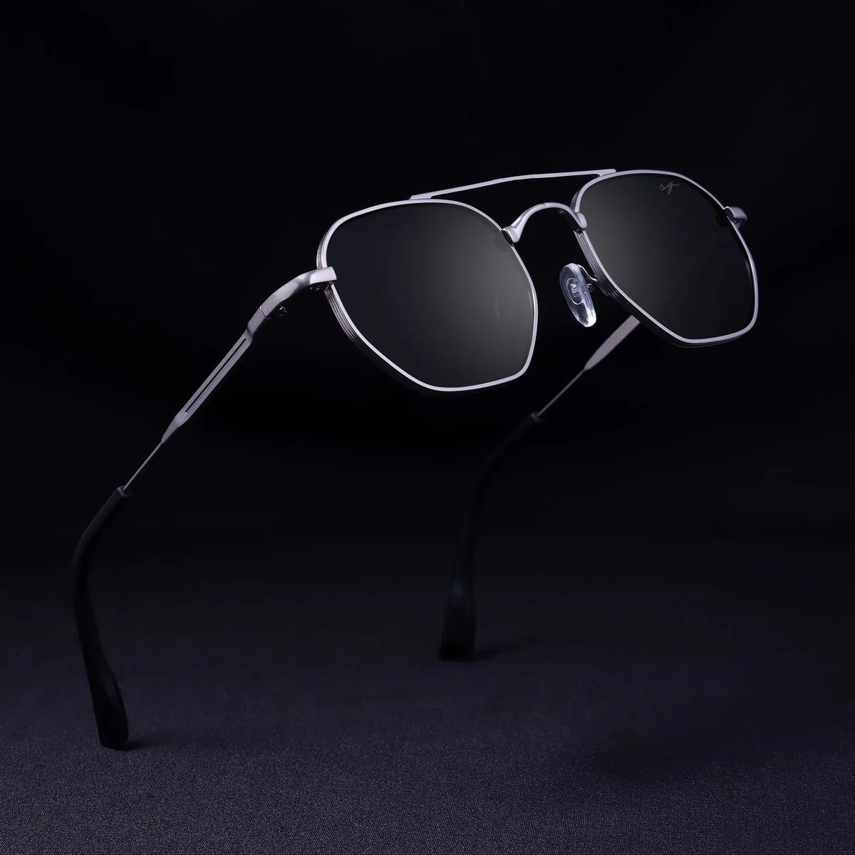 Sleek Phantom Gun Black Hexagon Sunglasses