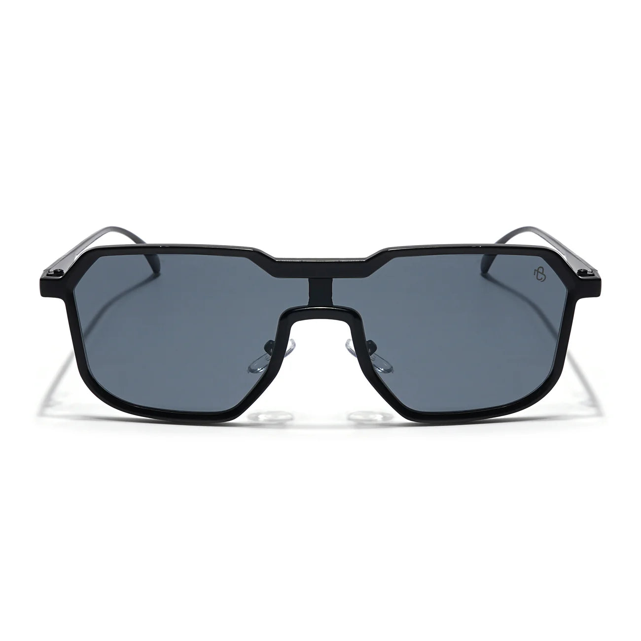 Trendy Black Square Metal Sunglasses Lightweight Frame