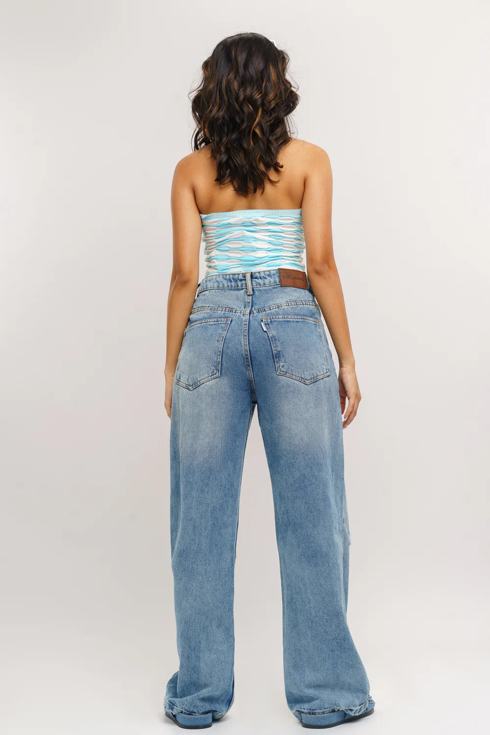 Casual Women’s Windy Blue Distressed Wide Denim Pants