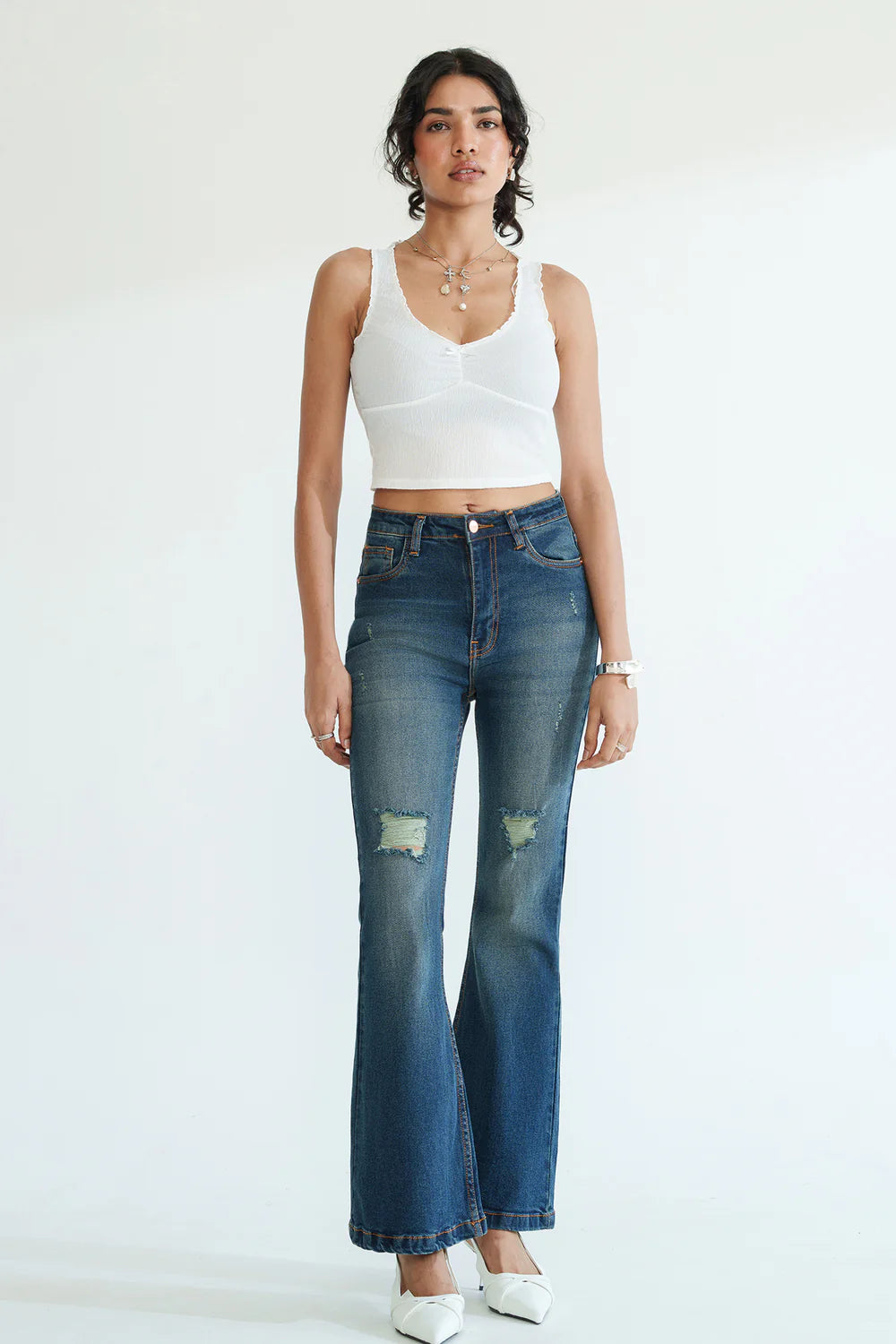 Stylish Retro Blue Bootcut Denim for Women