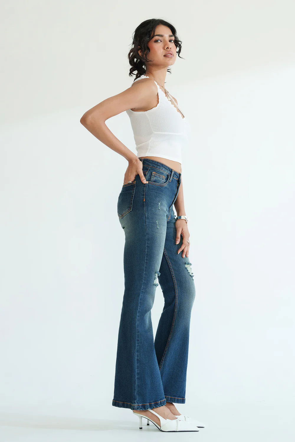 Stylish Retro Blue Bootcut Denim for Women