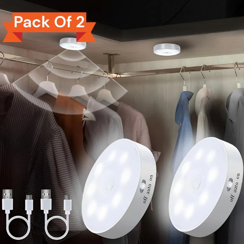 Rechargeable USB Motion Sensor LED Night Light for Home, Hallway, Closet, and Kitchen