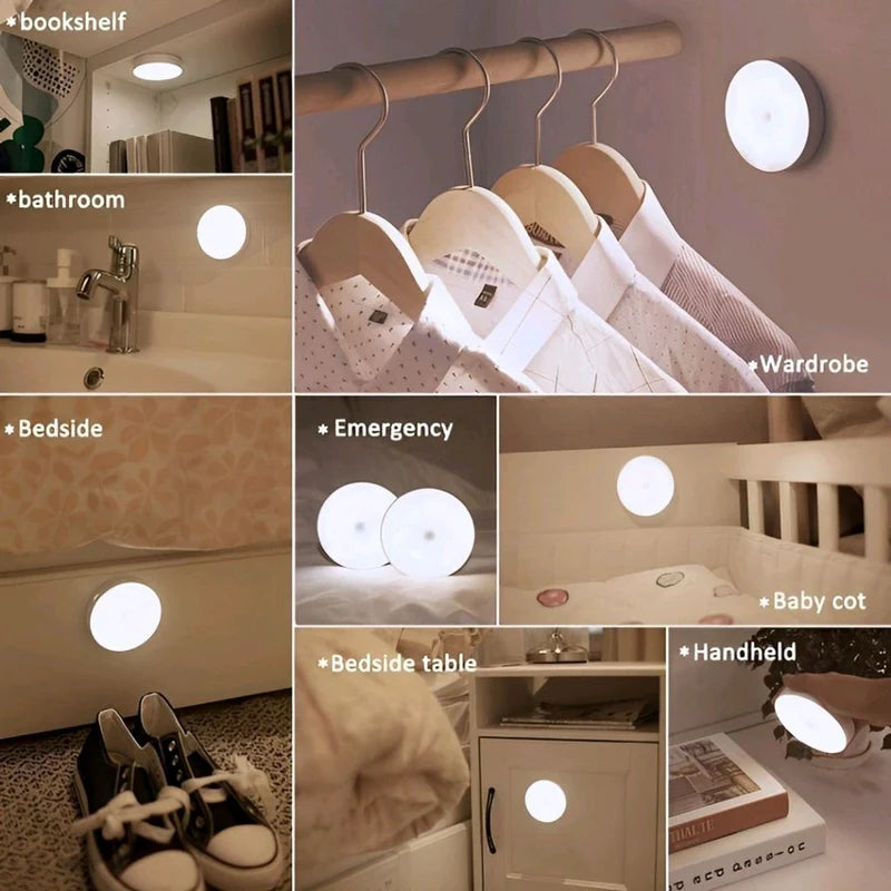 Rechargeable USB Motion Sensor LED Night Light for Home, Hallway, Closet, and Kitchen