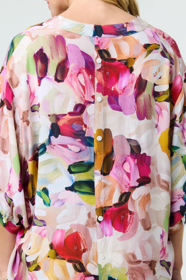 Pink Brushstroke Print Sleeve Shirt for Men Soft Breathable Casual Wear