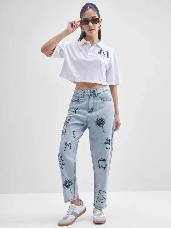 Premium Women’s Blue Mom Fit Stretchable Denim Jeans with Soft and Flexible Fabric